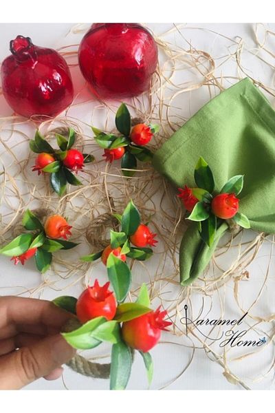 Karamelhome Pomegranate 6-Piece Napkin Ring Ring