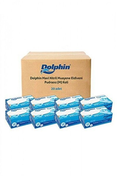 Dolphin Mavi Nitril Eldiven Pudrasız (M) 20 Pk X 100 Adet
