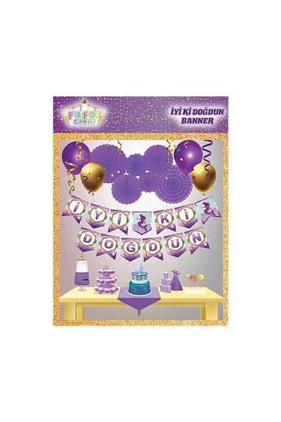 Party City 1 τεμάχιο ζιγκ-ζαγκ πανό με θέμα τη γοργόνα Καλή γενέθλια με γράμματα