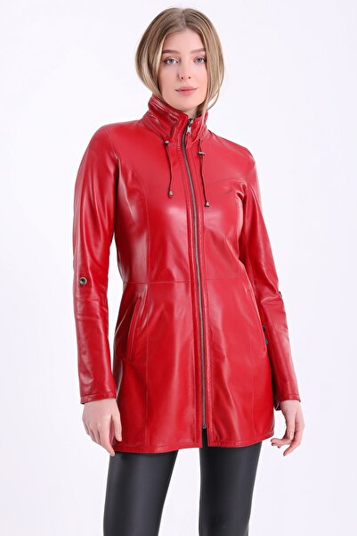 Leather Club Kırmızı Çift Taraflı Deri Ceket