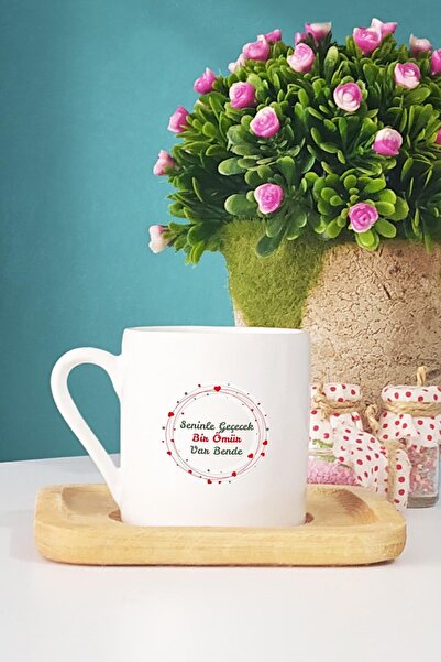 Hedizu هدية عيد الحب للحبيب كوب قهوة تركي بقاعدة خشبية