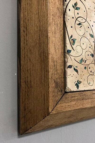 Oscar Stone Decor Masif (ahşap) Çerçeveli 3'lü Set Taş Tablo Pano 28x28cm Şahmeran Nar Bereket Duası