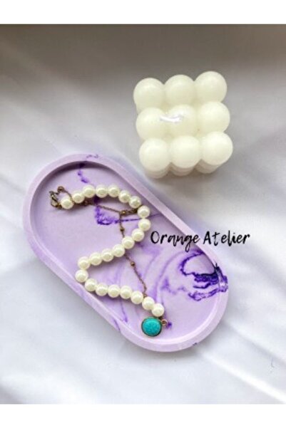 Orange Atelier لوحة حلية خرسانية بيضاوية مزخرفة، لوحة مجوهرات خرسانية، لوحة ش...