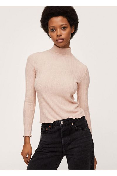 MANGO Woman Long Sleeve Ribbed T-Shirt