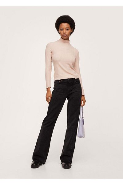 MANGO Woman Long Sleeve Ribbed T-Shirt