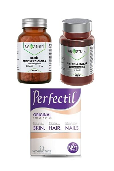 VeNatura Demir 90 Kapsül + Çinko&bakır 60 Kapsül + Perfectil 30 Tablet