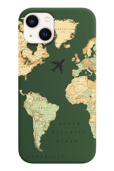 shoptocase Iphone 13 Lansman Eski Dünya Haritası Desenli Telefon Kılıfı