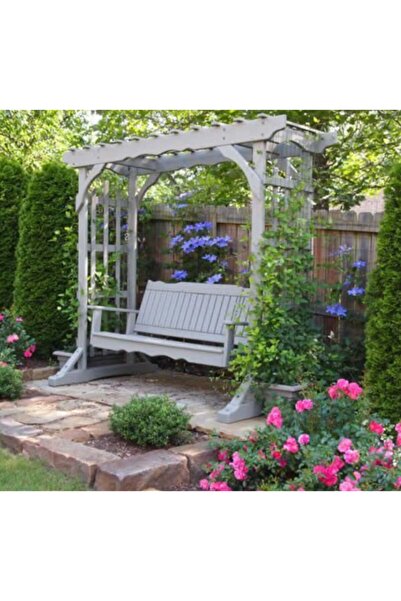 BUĞLEM Lüks Oturak 120x60 Antrasit Minderli Pergole Ahşap Bahçe Salıncak.