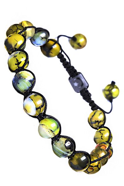 Tesbih Atölyesi Certified Macrame Natural Dragon Agate Stone Bracelet