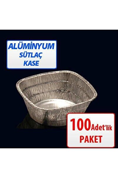 İstoç Türk 100 Adet Kare Alüminyum Sütlaç Kase 10x10cm 240gr Aşure Kabı