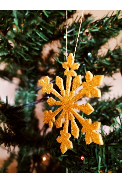 Seppetto Στολίδι Χριστουγεννιάτικο Δέντρο Glitter Eva Snowflake Gold 6 Τεμάχια