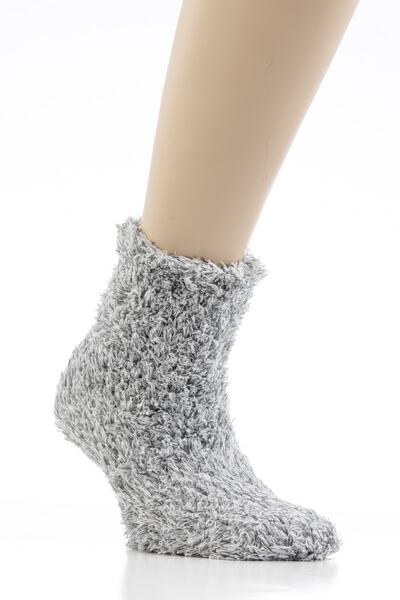 Relaxfit Seamless Yumuşacık Gri Peluş Bayan Ev Botu Uyku Çorabı