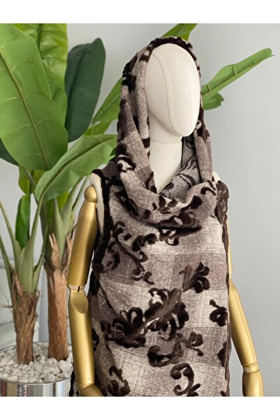 Hayalet kumaş Kahverengi Keçeli Panço Yelek