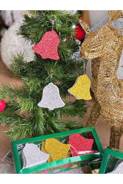 QUEEN AKSESUAR Cadou de Anul Nou Clopoțel de Crăciun Set de 12 ornamente argi...