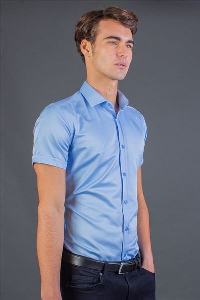 Tudors Cămașă albastră slim fit pentru bărbați - MD190001-232