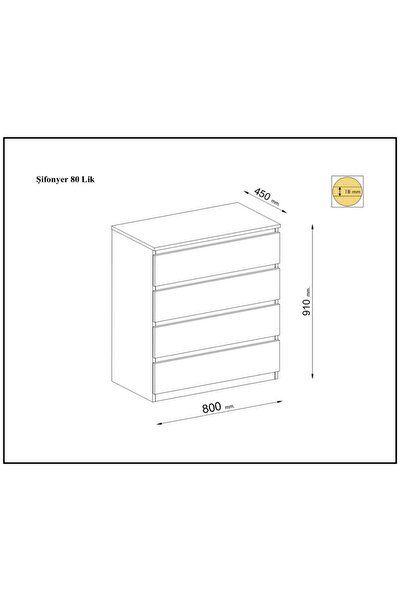 Mbes Mobilya Umut Atlantik Çam Komodin Ve Şifonyer Takım