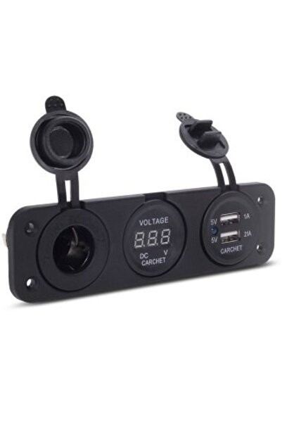 Karagöz Marin Üçlü Çakmaklık, Voltmetre, Usb Soketi 12v !