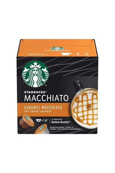 Starbucks كبسولة كافيا كراميل ماكياتو من نسكافيه دولتشي غوستو، 12 كبسولة، 6 باتوري، 127.8 جرام