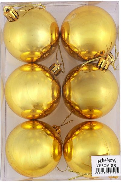 Kikajoy Στολίδι Χριστουγεννιάτικο Δέντρο Cici Balls 6 εκ. 6 Τεμάχια Χρυσό