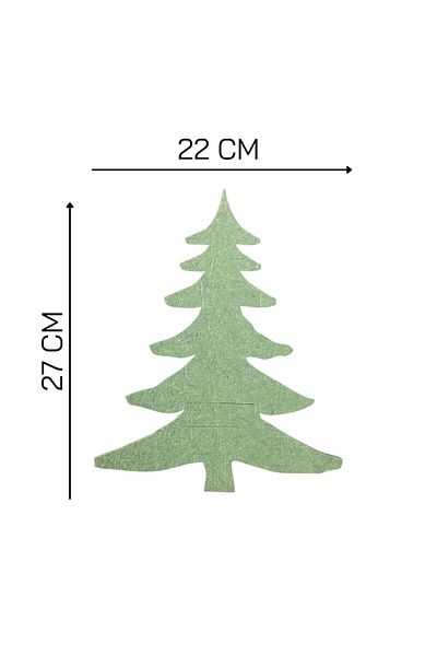 NT Handmade 3 Pieces of Green and 3 Pieces of Red Felt Pine Tree Shaped Serving Spoon Holder New Year Decoration Table Setting