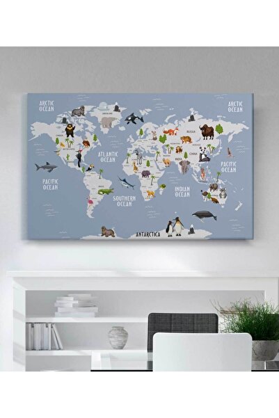 StellaStore Eğitici Dünya Haritası Çocuk Odası Tabloları