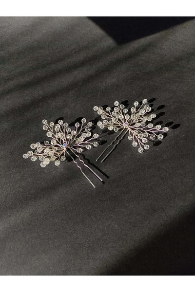 Türkay Aksesuar (G)transparent Beaded Scalloped Double Bridal Hair Clip
