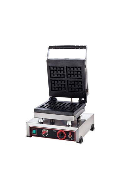 Silver Inox Waffle Machine Quadruple Square Model
