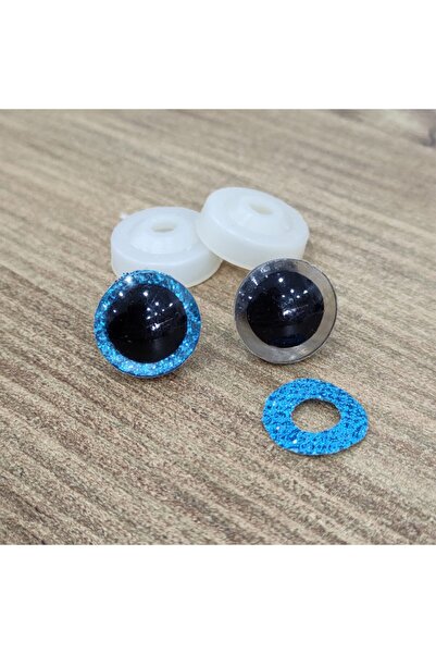 hobimon Amigurumi 16 mm șurub ochi cu sclipici colorate - albastru - 10 bucăț...