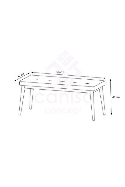 Canisa Concept Pera Bench , Geniş Oturma Alanlı , 1. Sınıf Kumaş , Füme Bench , Siyah Gürgen Ayak