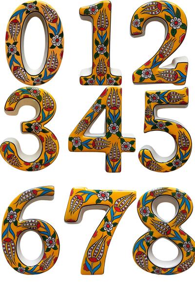 Yılmazel Handmade Ceramic Door Number, Door Numbers Yellow 5
