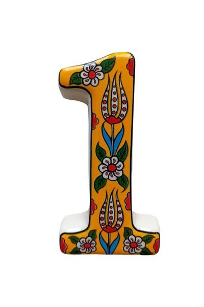 Yılmazel Handmade Ceramic Door Number, Door Numbers Yellow 1