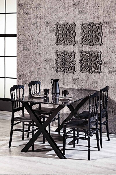 SANDALİE Miray Mutfak Masa Takımı Siyah