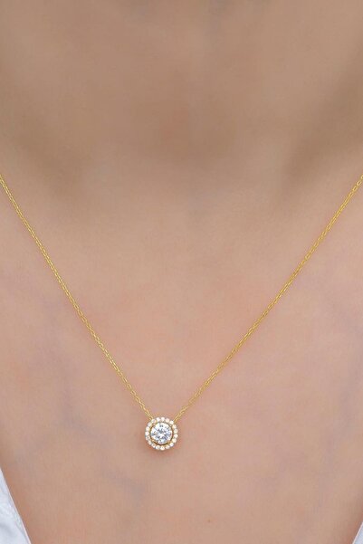 Crystal Diamond Zirconia Kadın Sarı Işıklı Kutuda 1.50 Karat Princess Kolye