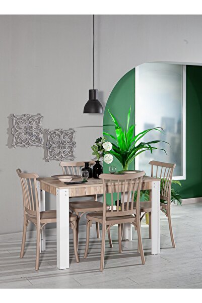 SANDALİE Grande / Violet Mutfak Masa Takımı 4 Sandalye 1 Masa - Cappucino