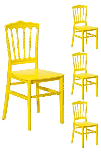 SANDALİE 4 Adet Miray Sarı Sandalye / Balkon-bahçe-mutfak