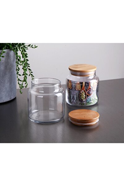 SERAMİKCİ Bambu Kapaklı Cam Kavanoz 3 Lü