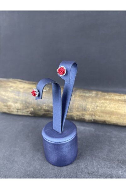 BEY SİLVER Telkari Gül Mercan Nokta Kadın Küpe