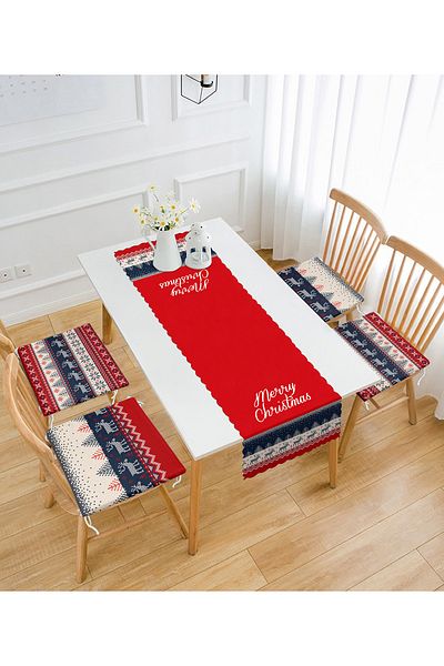 Realhomes Mery Christmas Deer Motif 4 Zipper Chair Cushion