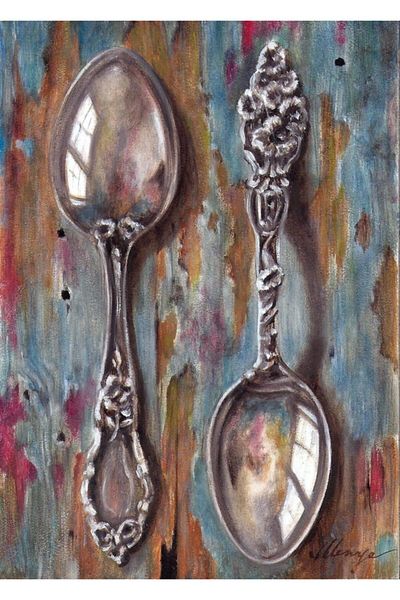 Marcel Kristal Tablo Silver Spoons Diamond Mosaic 36x51 Cm