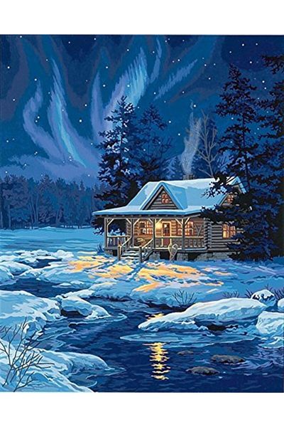 Marcel Kristal Tablo House on the Water Side Marcel Art Diamond Mosaic Painting 51x64cm