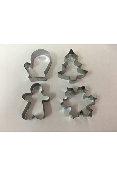 DMS DEKOR 4 Lü Eldiven-ağaç-çocuk -kar Tanesi Metal Kurabiye Kalıbı Set