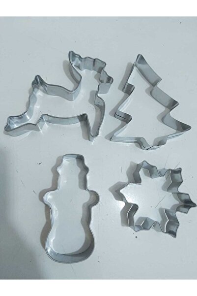 DMS DEKOR 4 Lü Geyik -ağaç - Kardan Adam - Kar Tanesi Metal Kurabiye Kalıbı Set