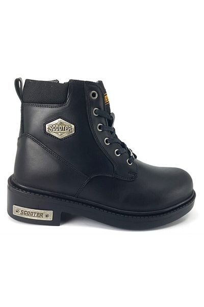 Scooter Genuine Leather Black Skin Lace Up Zippered Winter Boots 5121ds