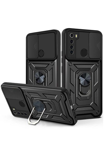Fibaks حافظة هاتف Redmi Note 8 مع حماية للكاميرا ودرع دبابة عسكرية مع حلقة منزلقة