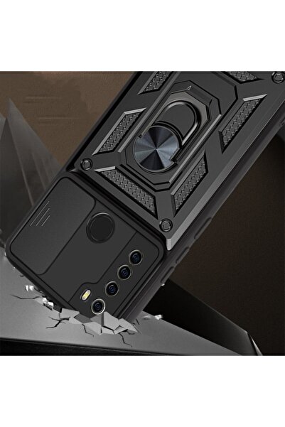 Fibaks Redmi Note 8 Case Camera Protected Armor Military Tank Armor with Sliding Ring