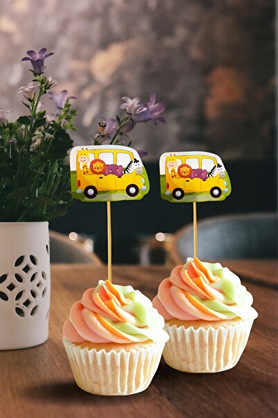 Huzur Party Store Safari Karakterli Temalı Kürdan 10 Adet 9 Cm Cupcuke Muffin...