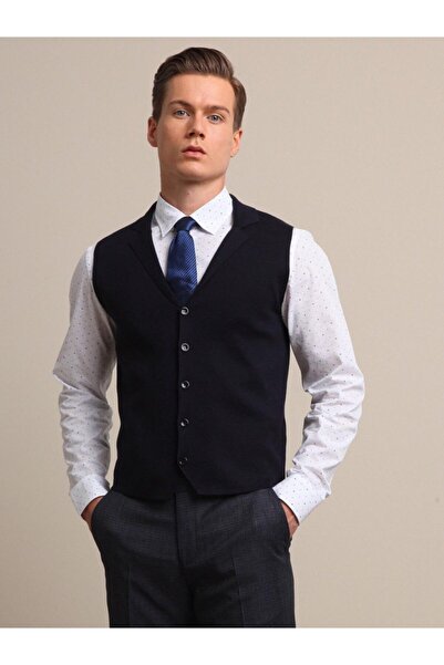 Kip Ναυτικό μπλε απλό πλεκτό γιλέκο με πουλόβερ