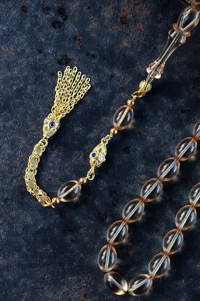Tesbih Otağı Fire Amber Rosary with Gold Plated Silver Tassels