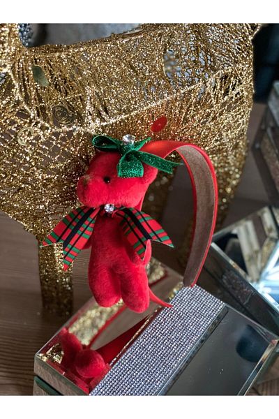 QUEEN AKSESUAR New Year New Year Special Design Luxury Gift Boxed Red Satin Christmas Plush Teddy Bear Jewelled Crown