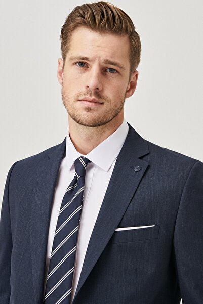 ALTINYILDIZ CLASSICS Ανδρικό κοστούμι με λεπτή εφαρμογή σε μπλε ναυτικό μάλλινο